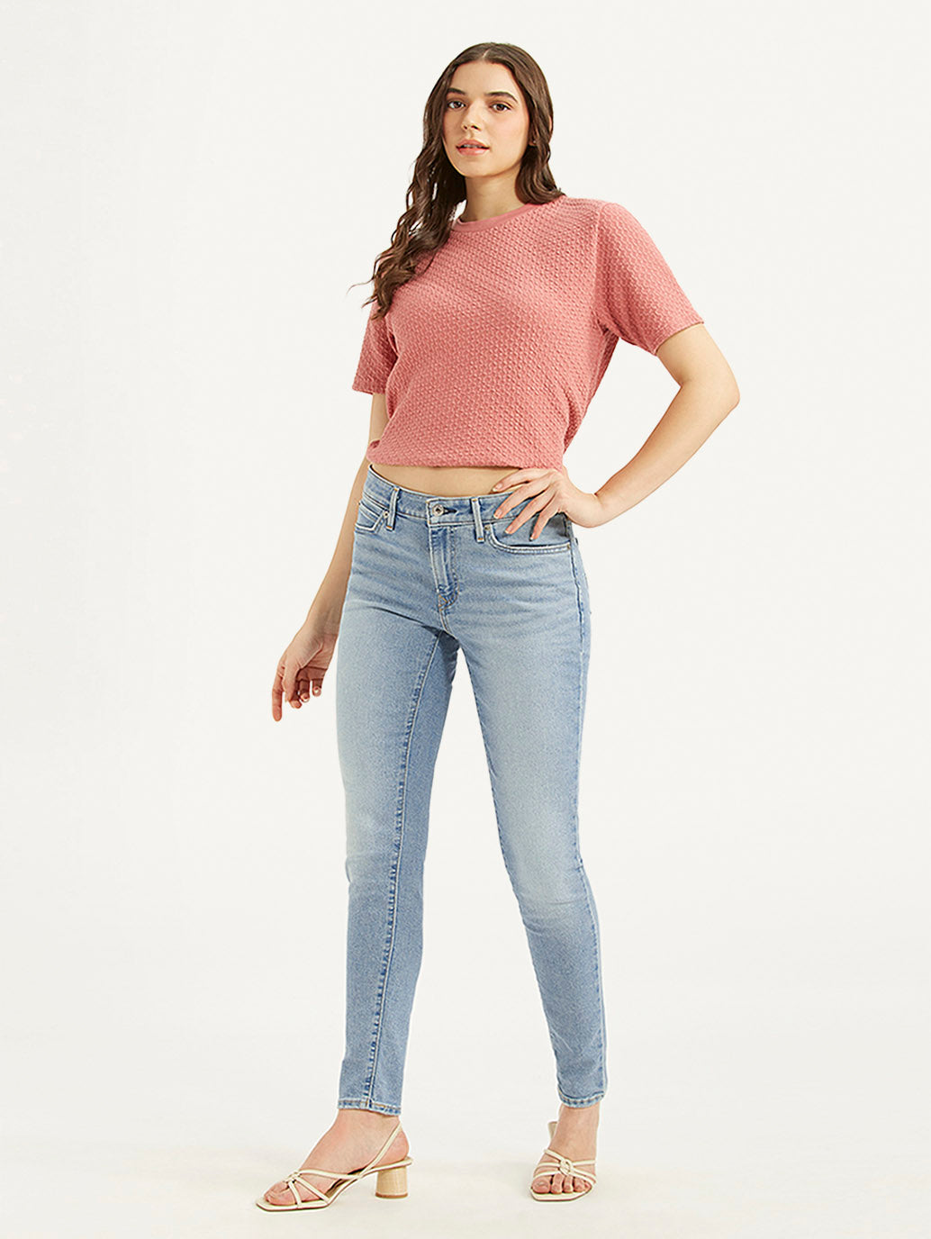 Women's 711 Blue Skinny Fit Mid Rise Jeans