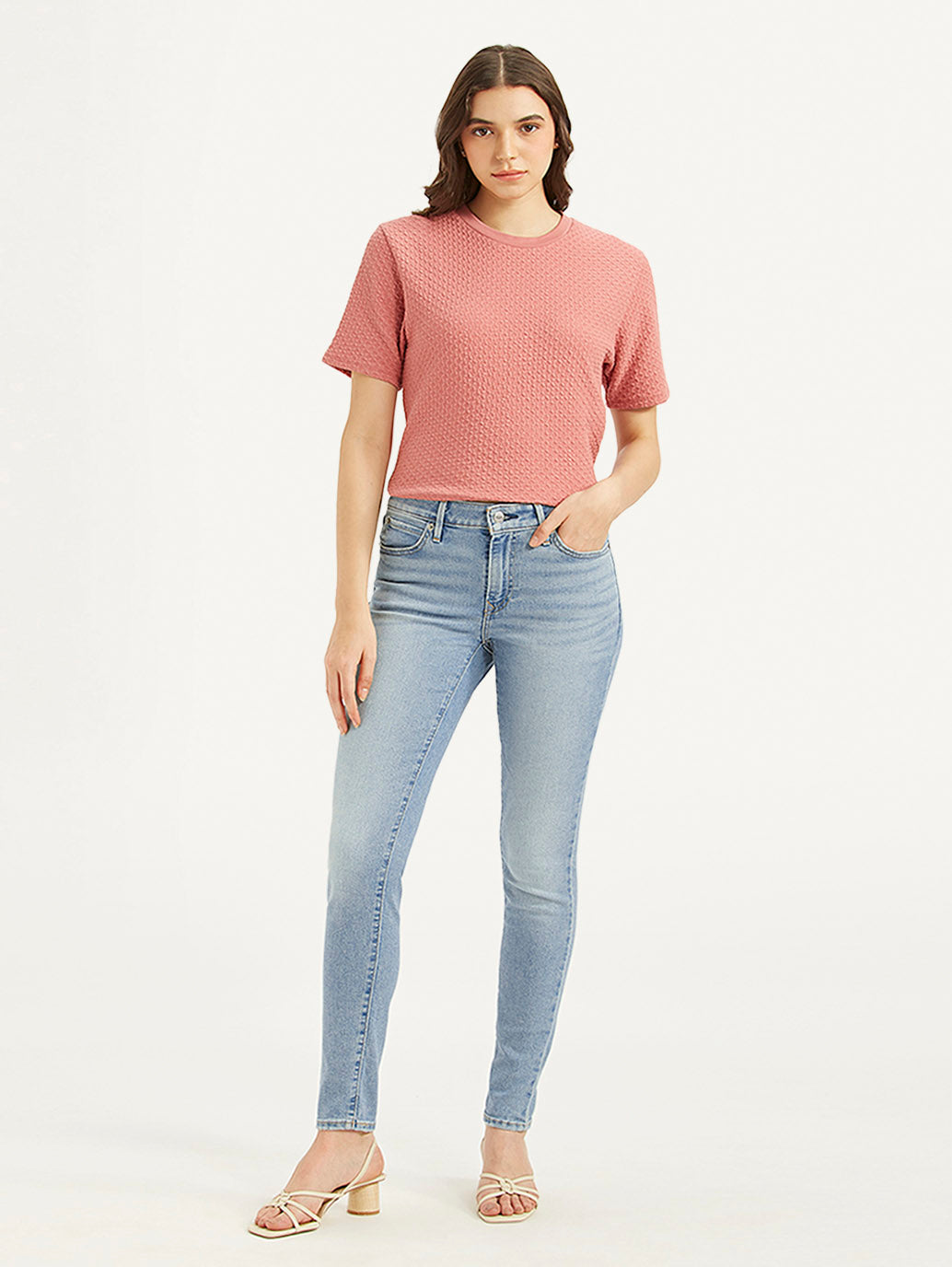 Women's 711 Blue Skinny Fit Mid Rise Jeans - 3ee3b540-9403-458c-a203-8262e85ee6f6 View