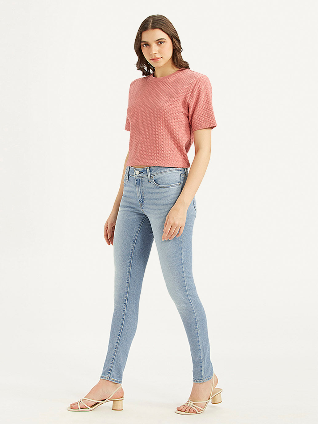 Women's 711 Blue Skinny Fit Mid Rise Jeans - b896dc56-c416-446a-8ca1-c4ba938afa61 View