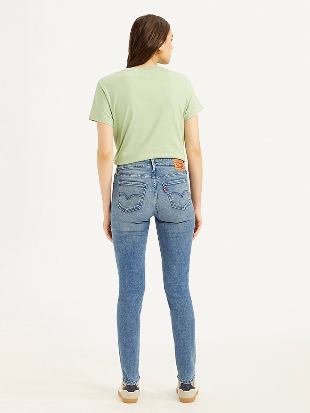 Women's 711 Blue Skinny Fit Mid Rise Jeans - Back View