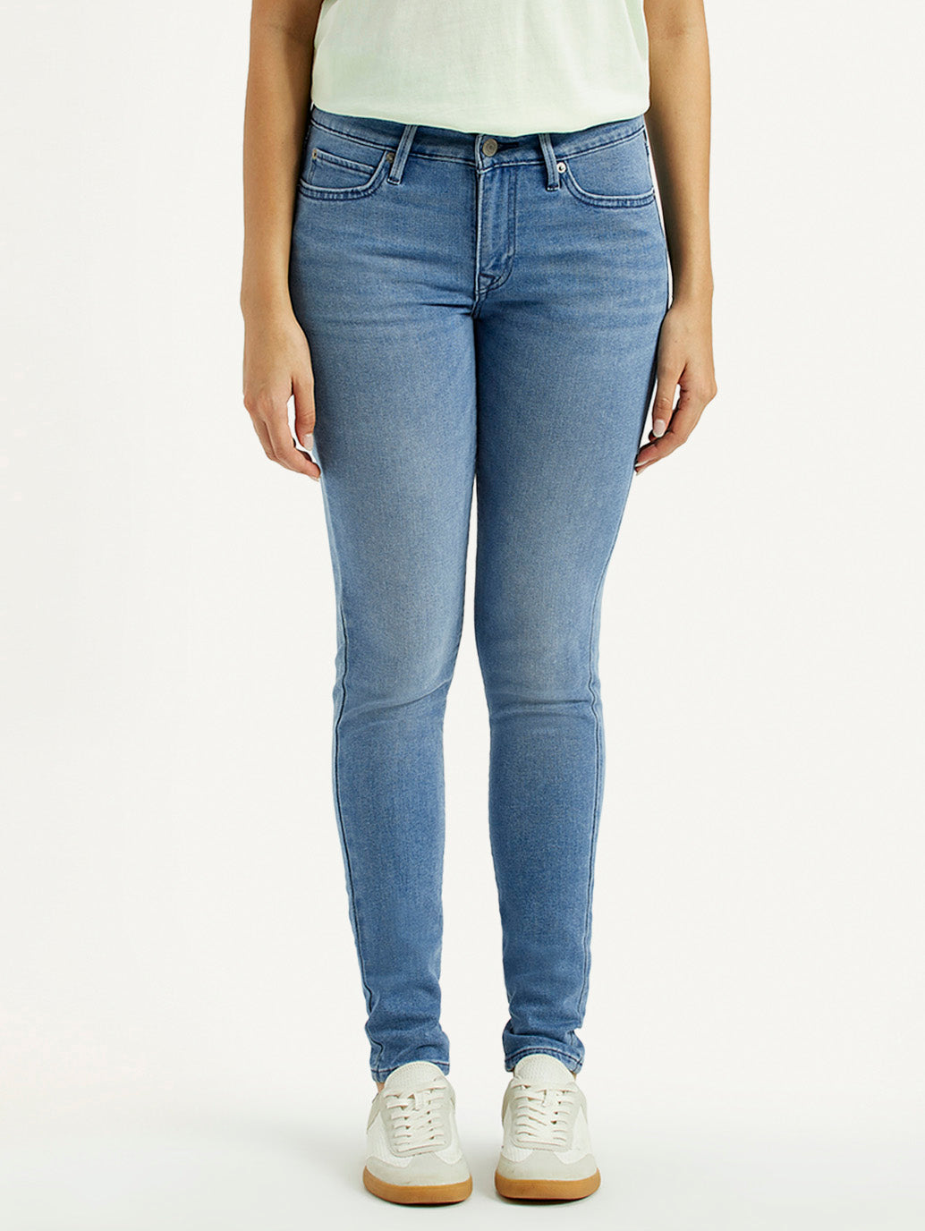 Women's 711 Med Indigo Skinny Fit Mid Rise Jeans - Front View