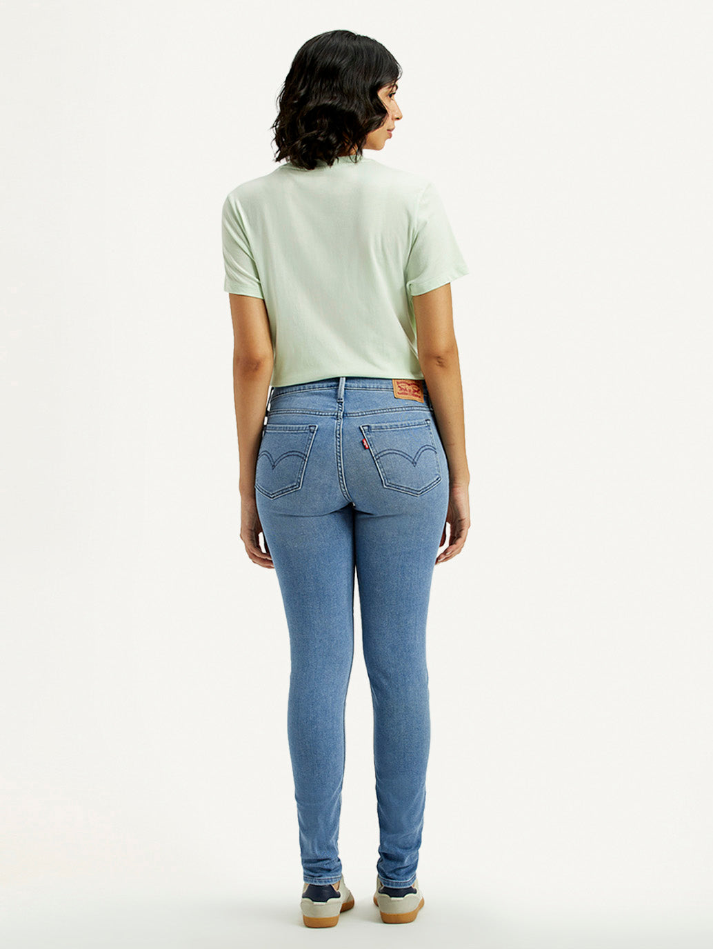 Women's 711 Med Indigo Skinny Fit Mid Rise Jeans - Back View