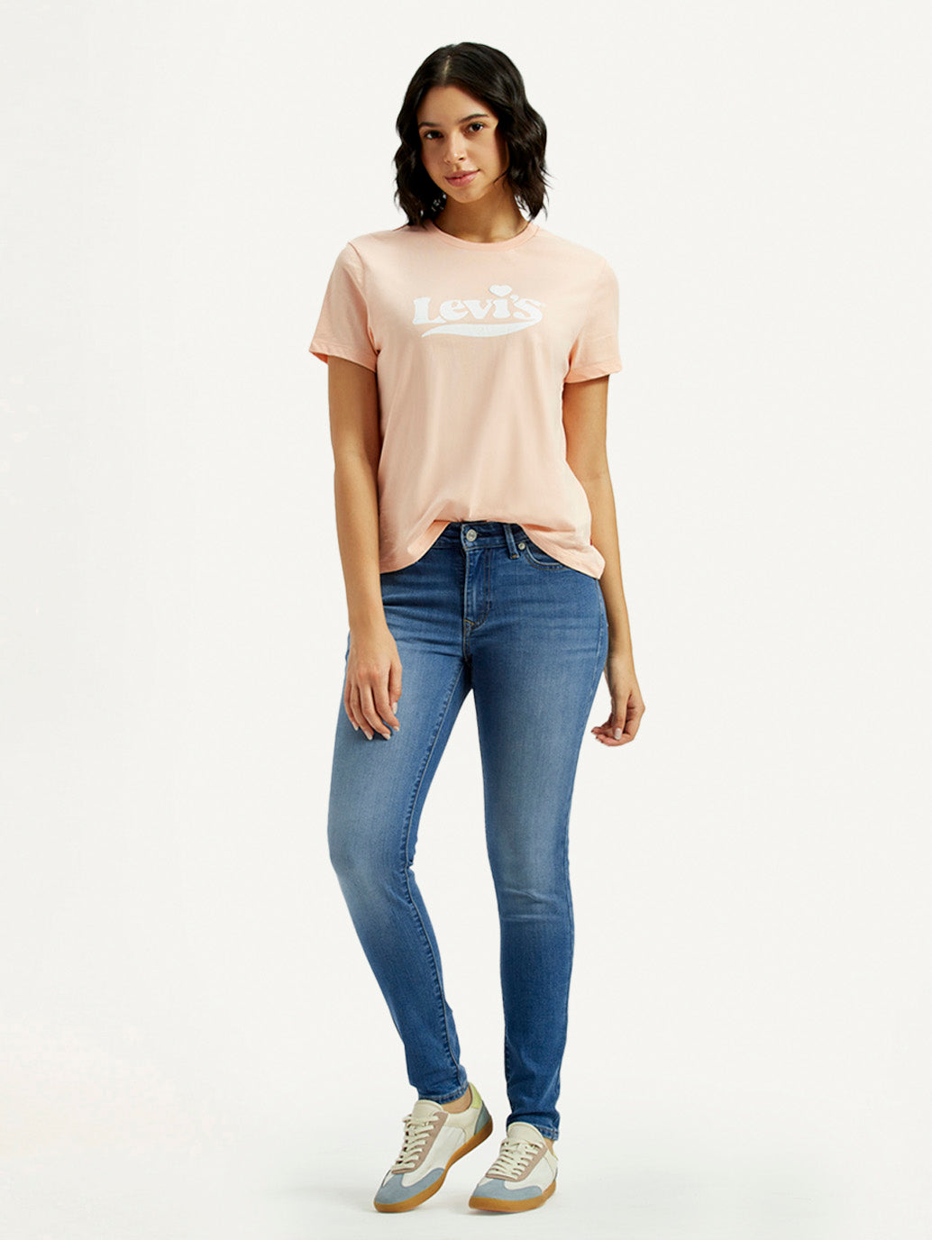 Women's 711 Med Indigo Skinny Fit Mid Rise Jeans - Styleshot View