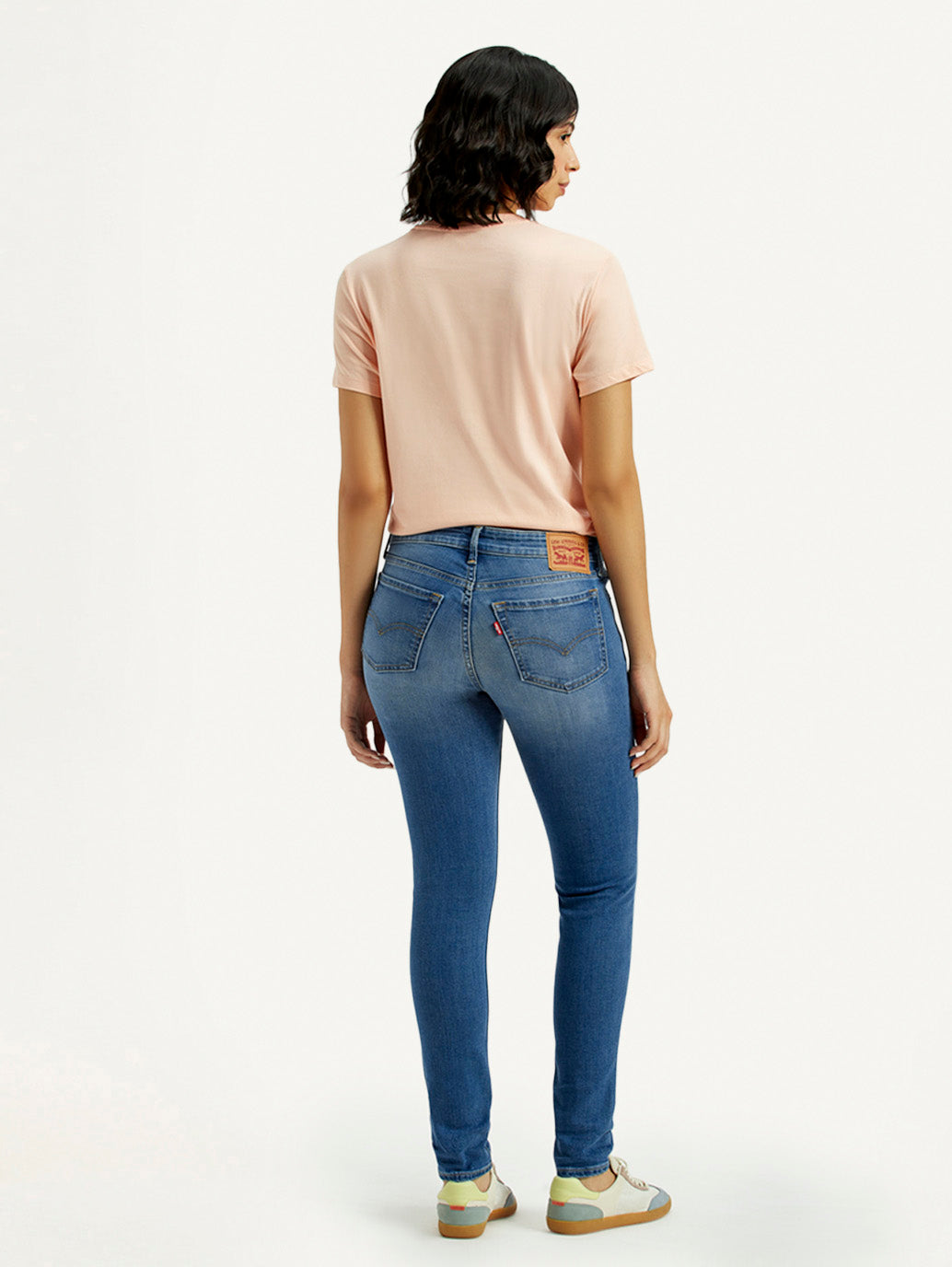Women's 711 Med Indigo Skinny Fit Mid Rise Jeans - Back View