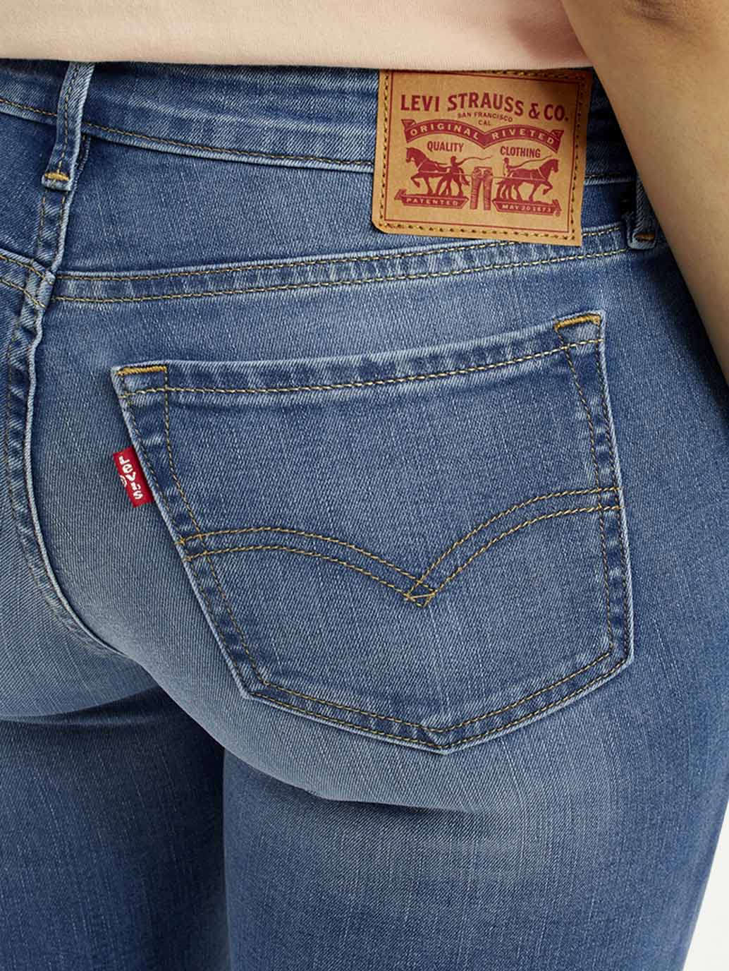 Women's 711 Med Indigo Skinny Fit Mid Rise Jeans - Detail View