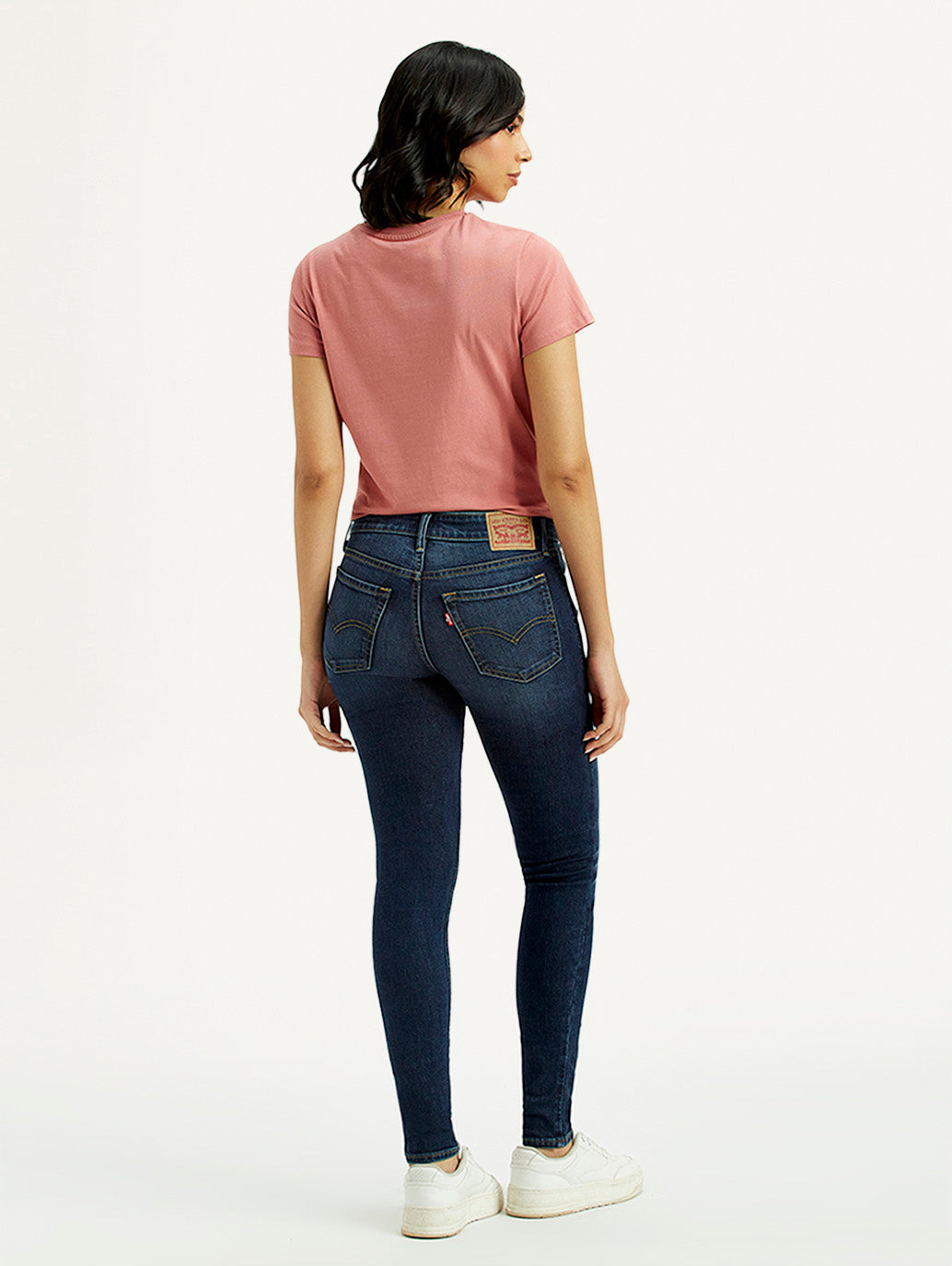 Women's 711 Dark Indigo Skinny Fit Mid Rise Jeans - Back View