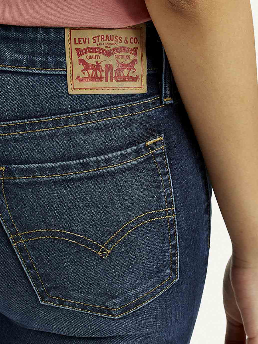 Women's 711 Dark Indigo Skinny Fit Mid Rise Jeans - Detail View