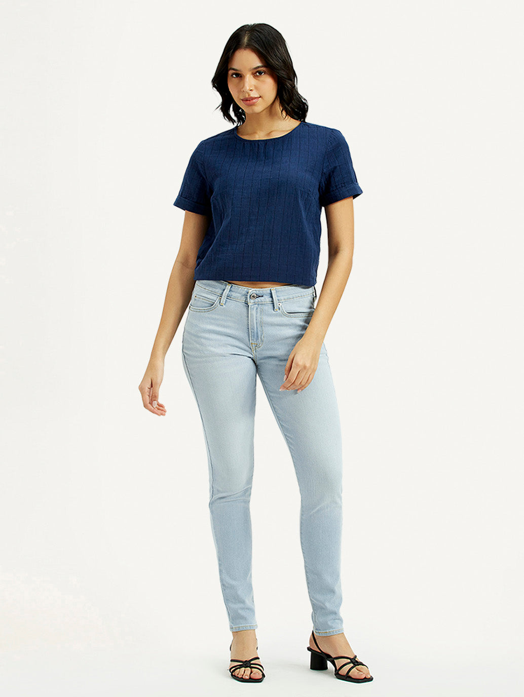 Women's 711 Light Indigo Skinny Fit Mid Rise Jeans - Front View