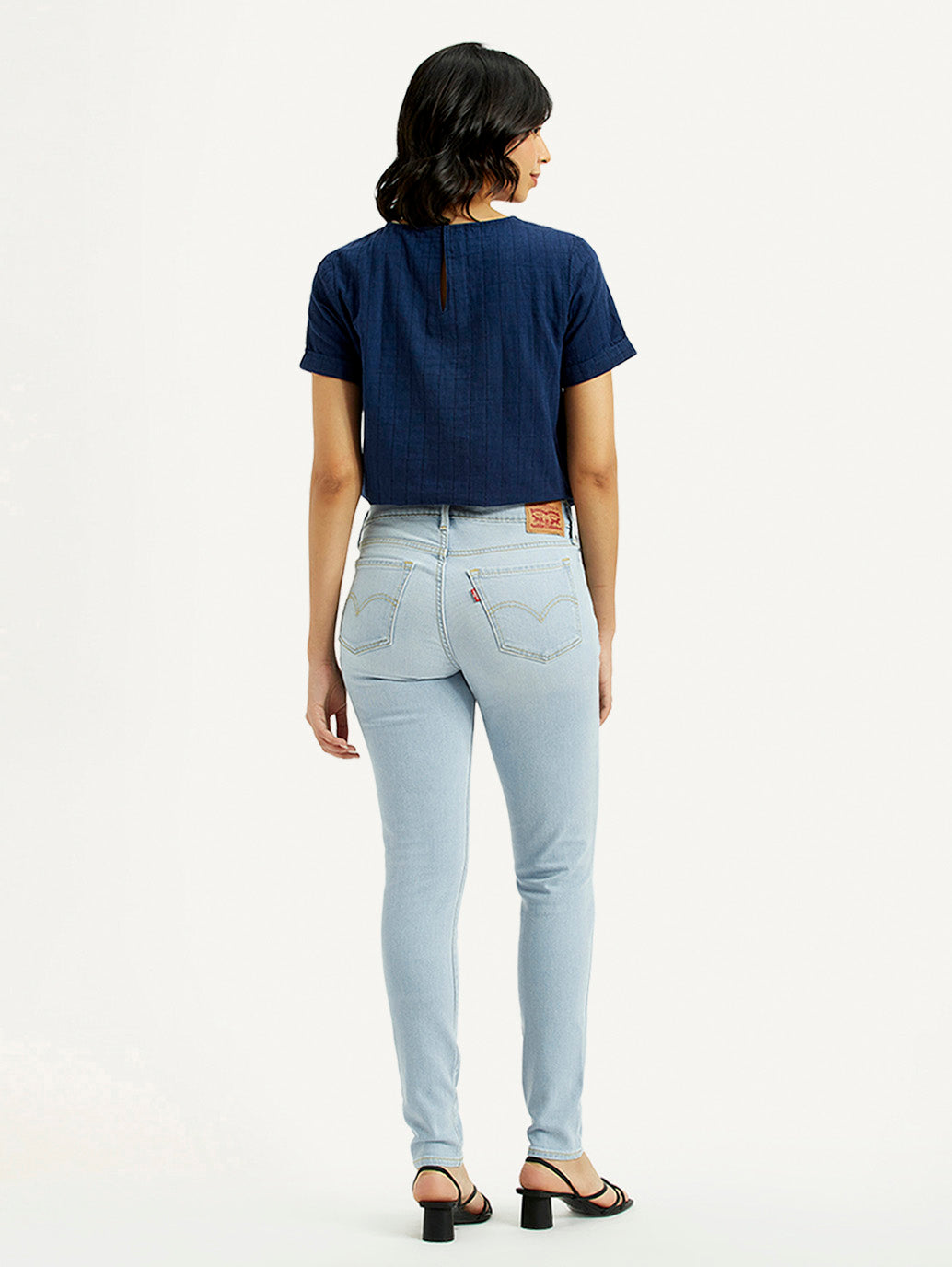 Women's 711 Light Indigo Skinny Fit Mid Rise Jeans - Back View