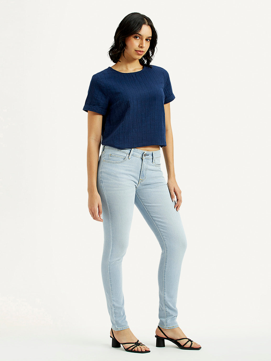 Women's 711 Light Indigo Skinny Fit Mid Rise Jeans - Side View