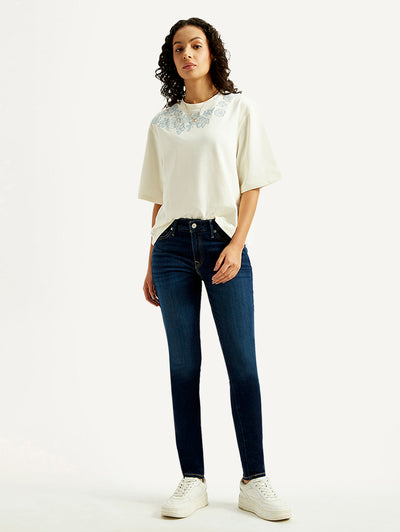 Women's 711 Dark Blue Skinny Fit Mid Rise Jeans-image-43