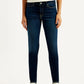 Women's 711 Dark Blue Skinny Fit Mid Rise Jeans - Front View