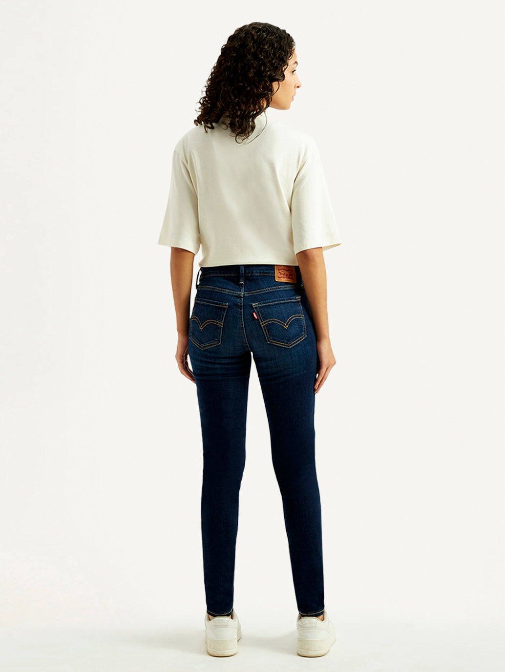Women's 711 Dark Blue Skinny Fit Mid Rise Jeans - Back View