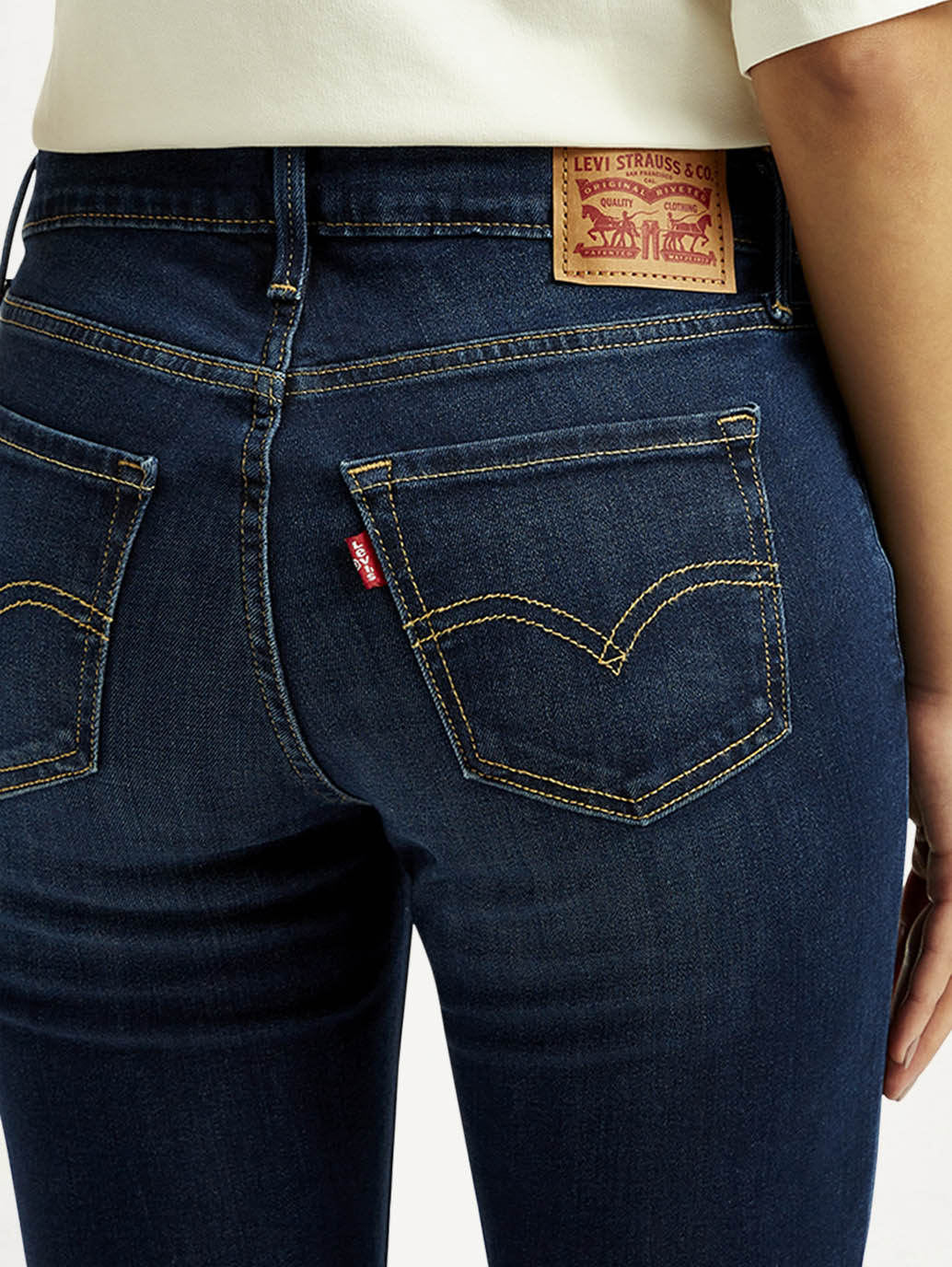 Women's 711 Dark Blue Skinny Fit Mid Rise Jeans - Detail View