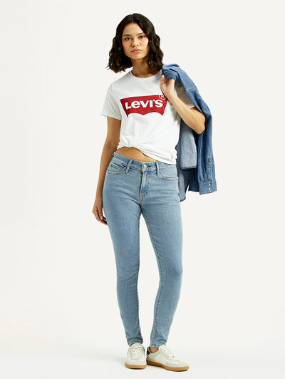 Women's 711 Light Blue Skinny Fit Mid Rise Jeans-image-44