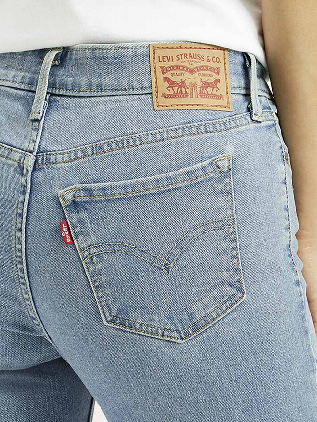 Women's 711 Light Blue Skinny Fit Mid Rise Jeans - Detail View