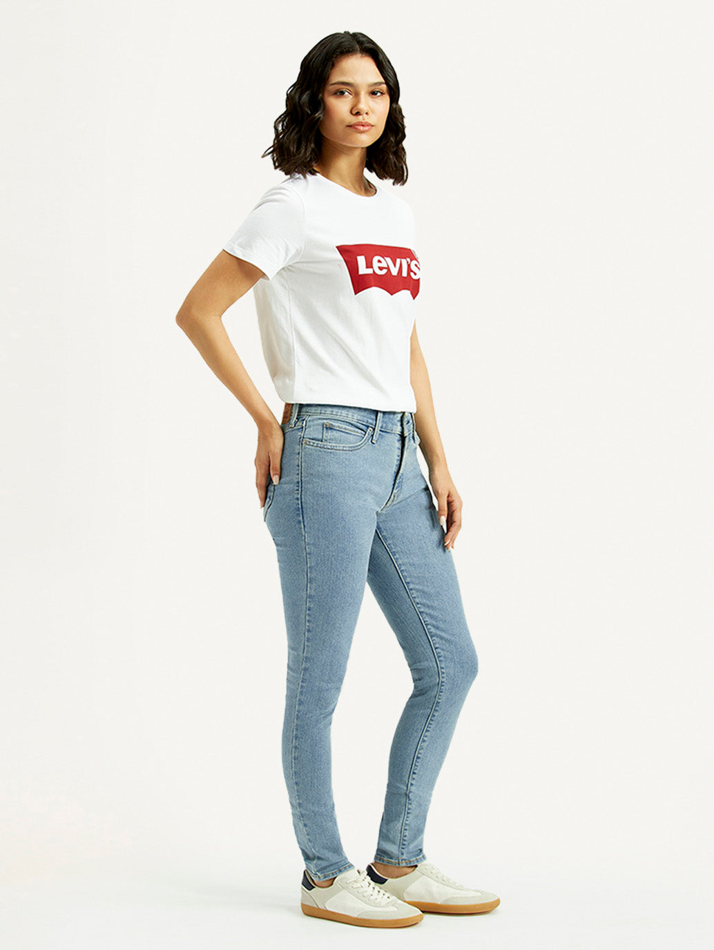 Women's 711 Light Blue Skinny Fit Mid Rise Jeans - Side View