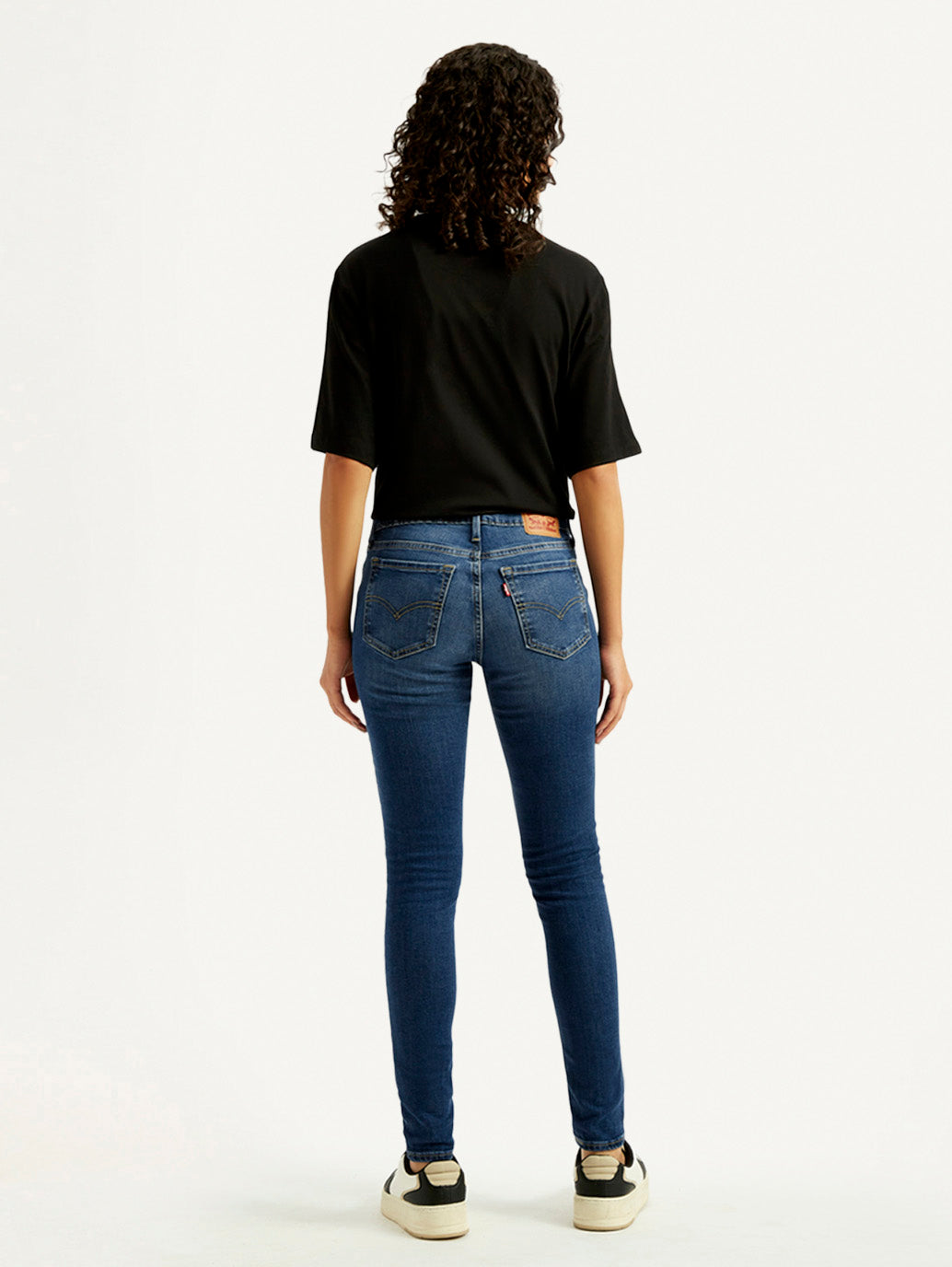 Women's 711 Blue Skinny Fit Mid Rise Jeans - Back View