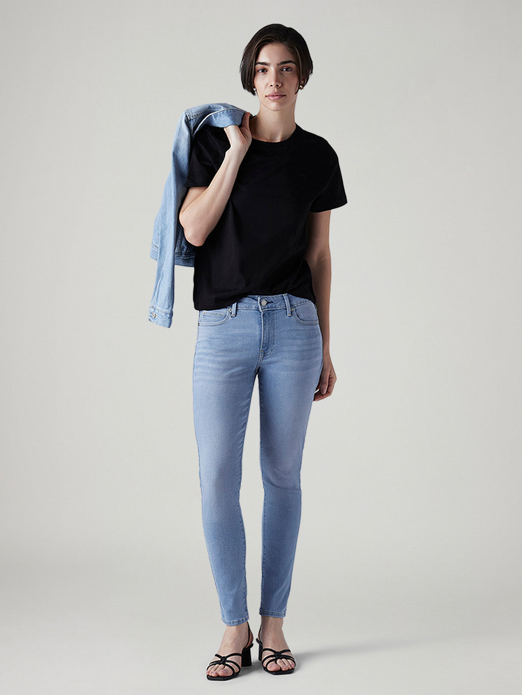 Women's 711 Light Blue Skinny Fit Mid Rise Jeans - Styleshot View