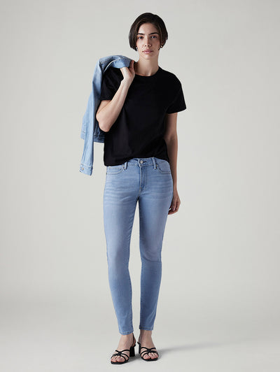Women's 711 Light Blue Skinny Fit Mid Rise Jeans-image-14