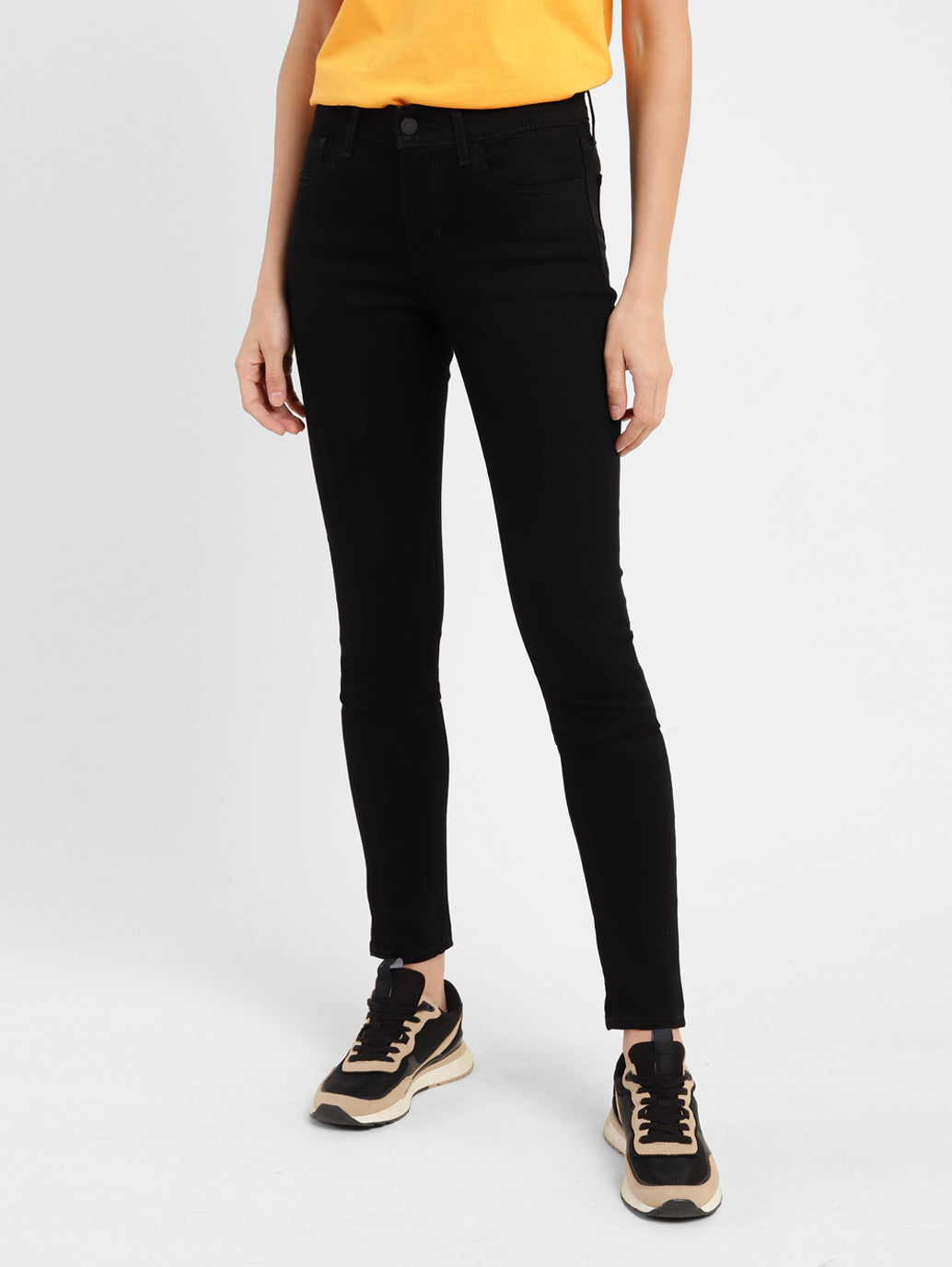 Women's 710 Black Skinny Fit Mid Rise Jeans