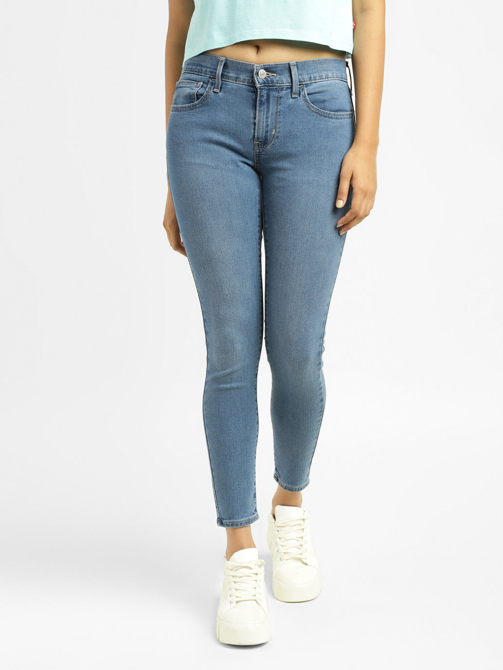 Women's 710 Blue Skinny Fit Mid Rise Jeans