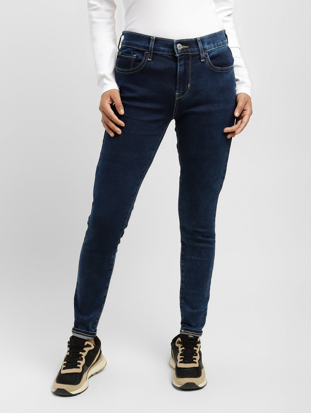 Women's 710 Blue Skinny Fit Mid Rise Jeans