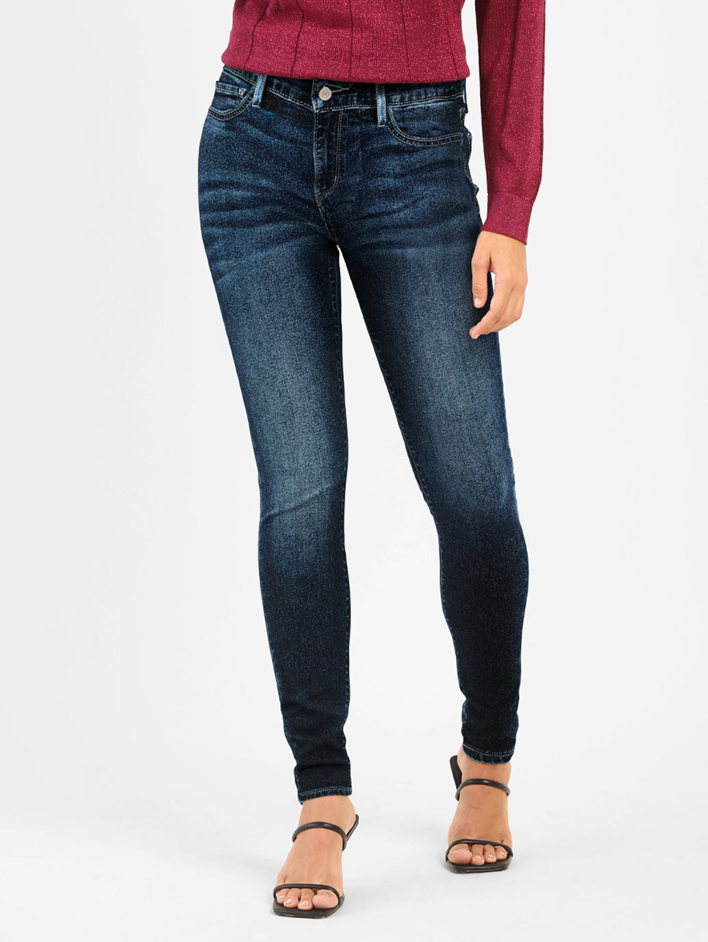 Women's 710 Blue Skinny Fit Mid Rise Jeans