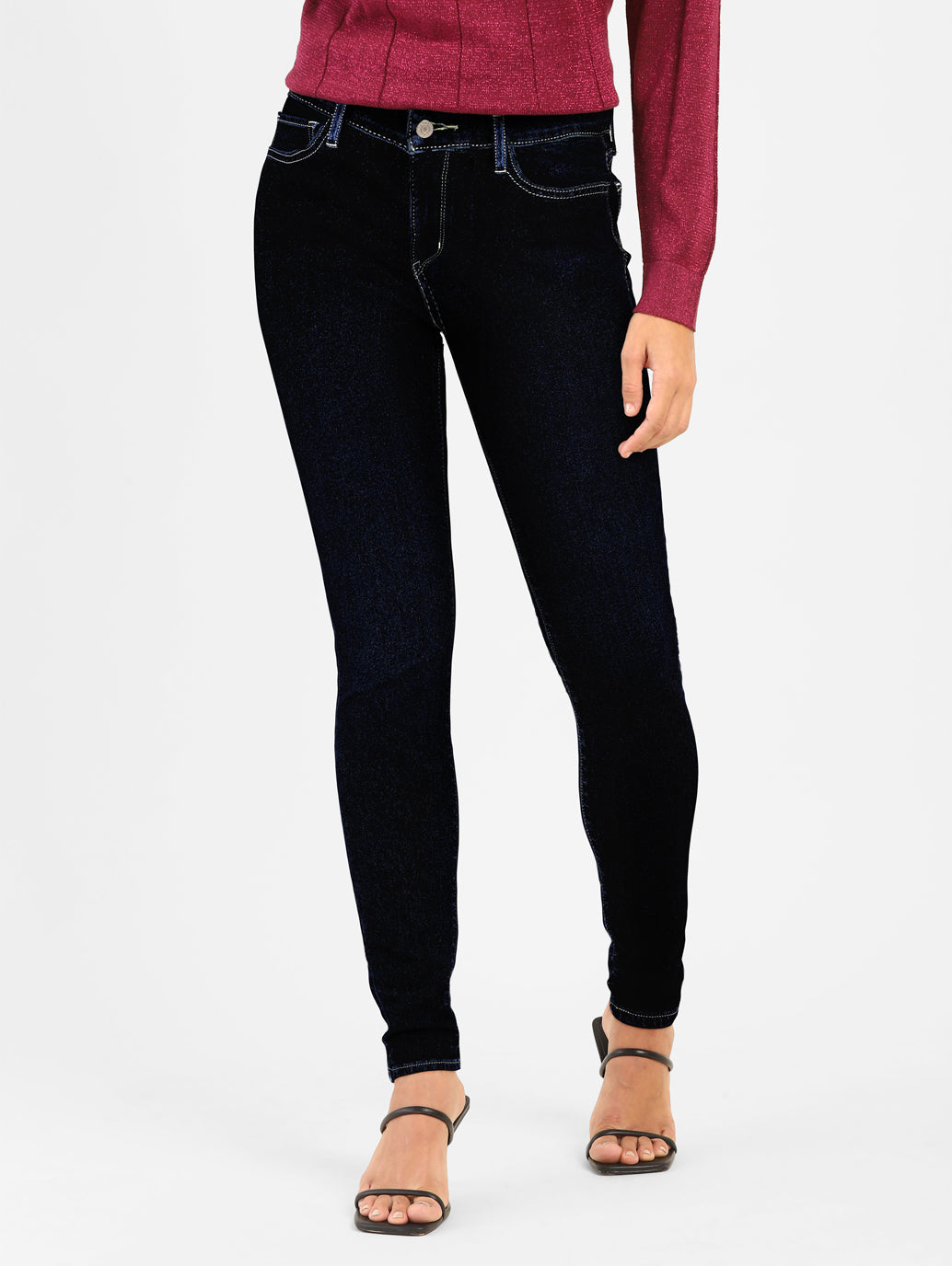 Women's 710 Blue Skinny Fit Mid Rise Jeans