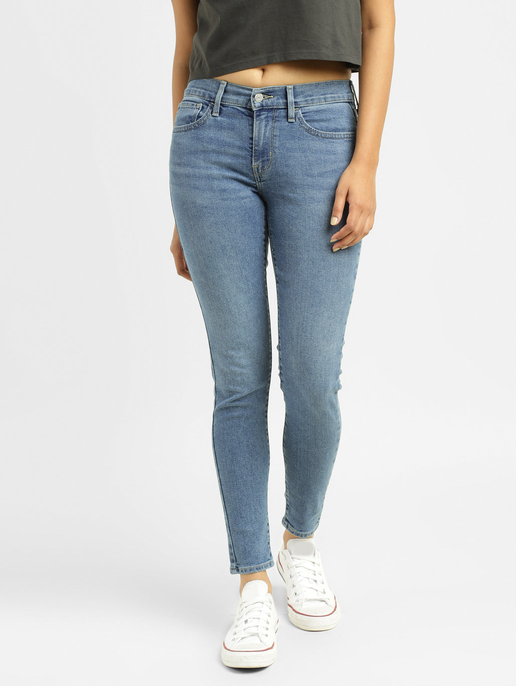 Women's 710 Blue Skinny Fit Mid Rise Jeans