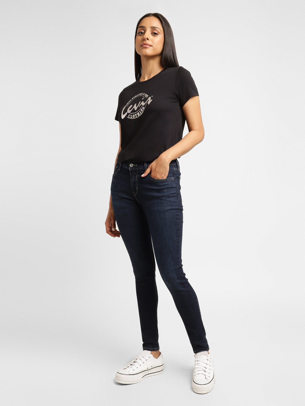 Women's 710 Blue Skinny Fit Mid Rise Jeans