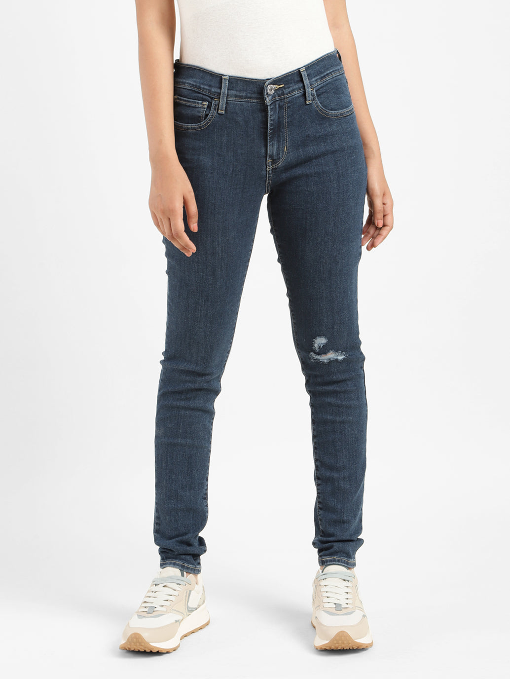 Women's 710 Blue Skinny Fit Mid Rise Jeans