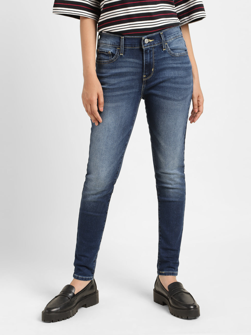 Women's 710 Blue Skinny Fit Mid Rise Jeans
