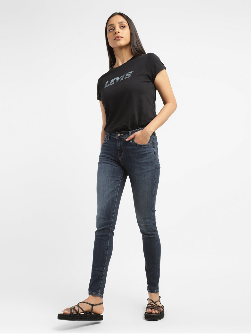 Women's 710 Blue Skinny Fit High Rise Jeans