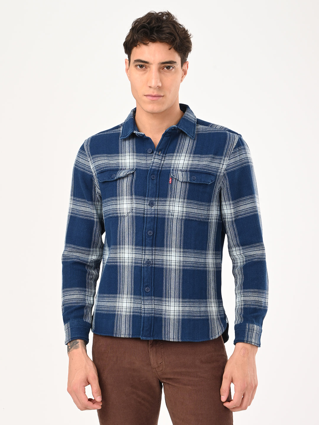 Men's Checkered Slim Fit Overshirt Shirt - jpg View