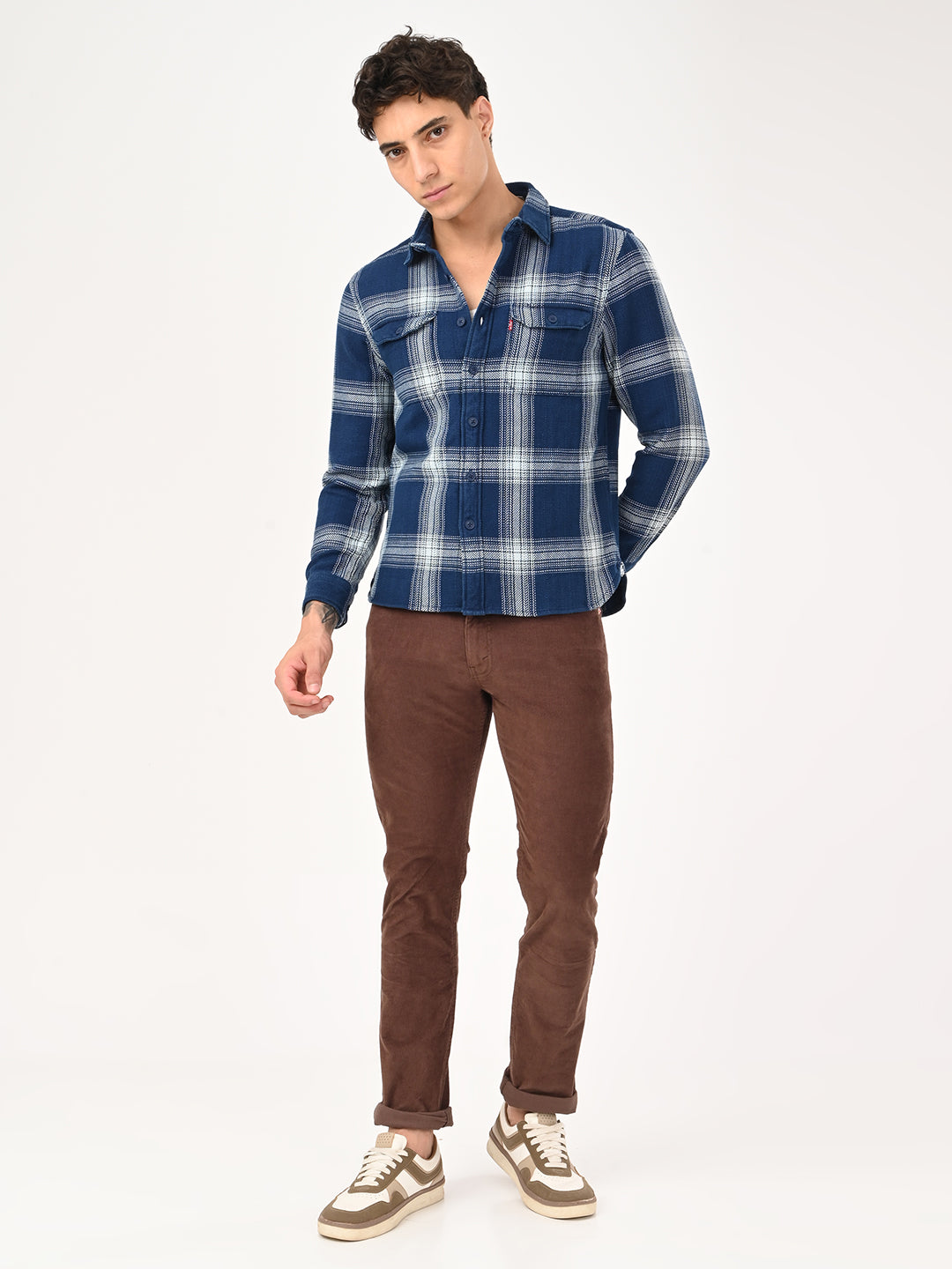 Men's Checkered Slim Fit Overshirt Shirt - 6 View