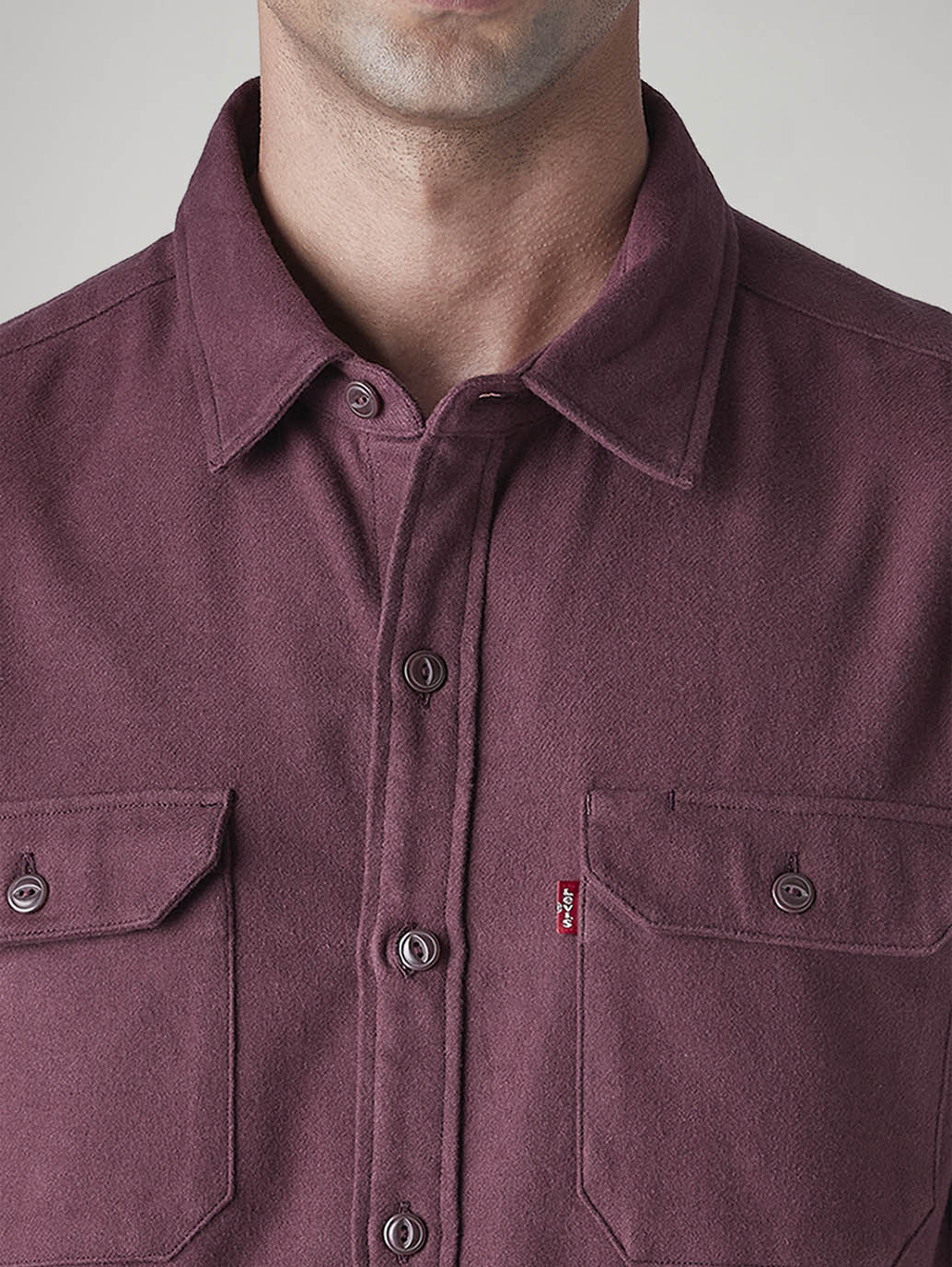Men's Solid Relaxed Fit Flannel Shirt - Detail View
