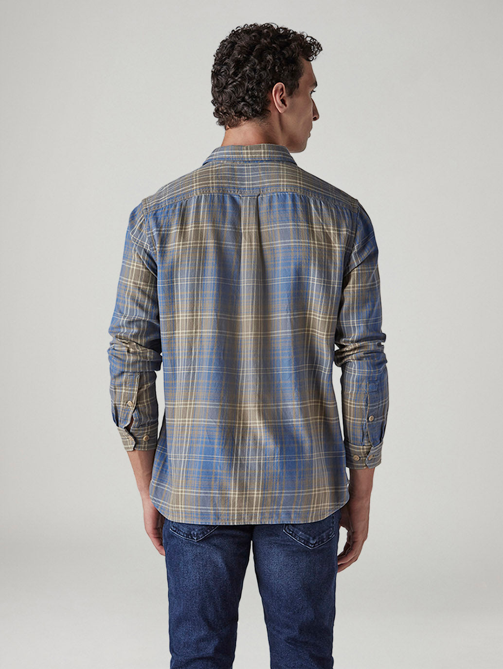 Men's Checkered Relaxed Fit Shirt - Back View