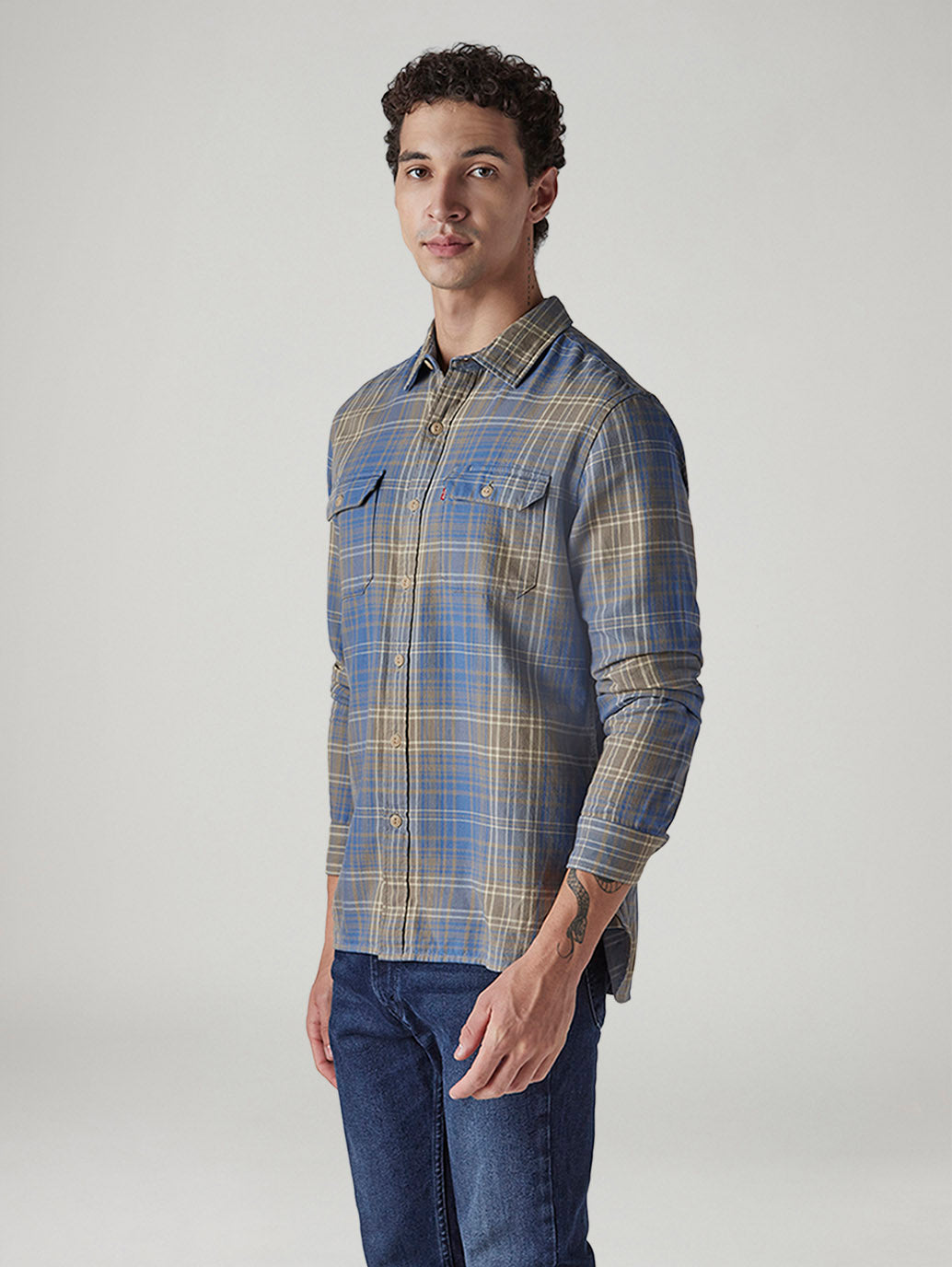 Men's Checkered Relaxed Fit Shirt - Side View