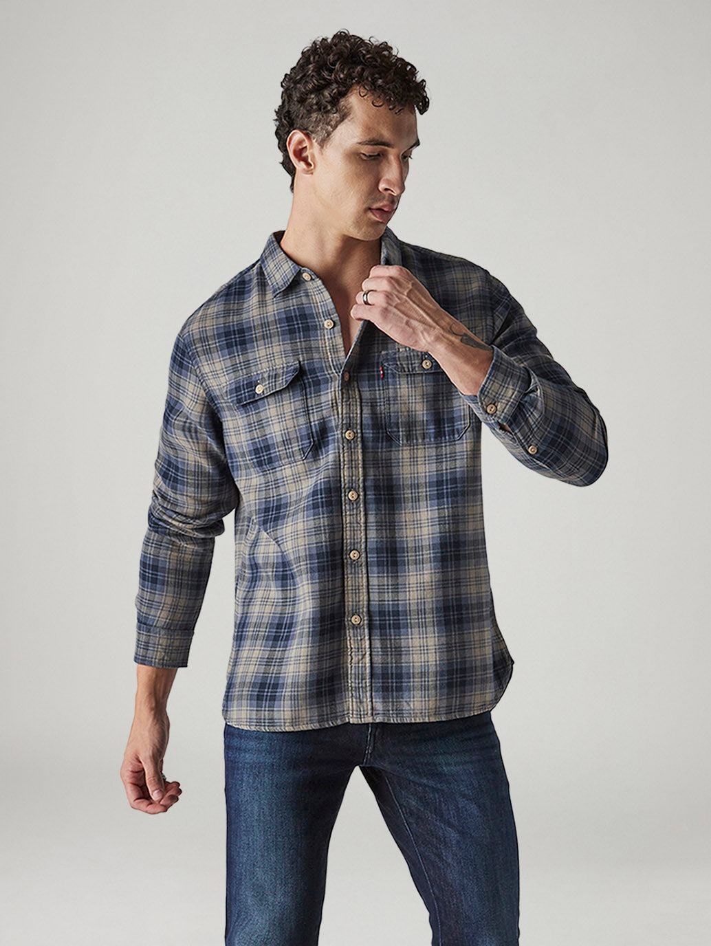 Men's Checkered Relaxed Fit Textured Shirt