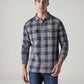 Men's Checkered Relaxed Fit Textured Shirt - Front View