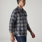 Men's Checkered Relaxed Fit Textured Shirt - Side View