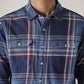 Men's Blue Relaxed Fit Plaid Shirt - detail View