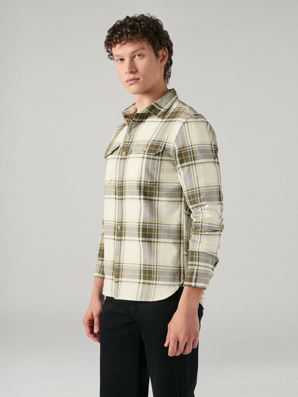Men's Checkered Relaxed Fit Shirt - Side View
