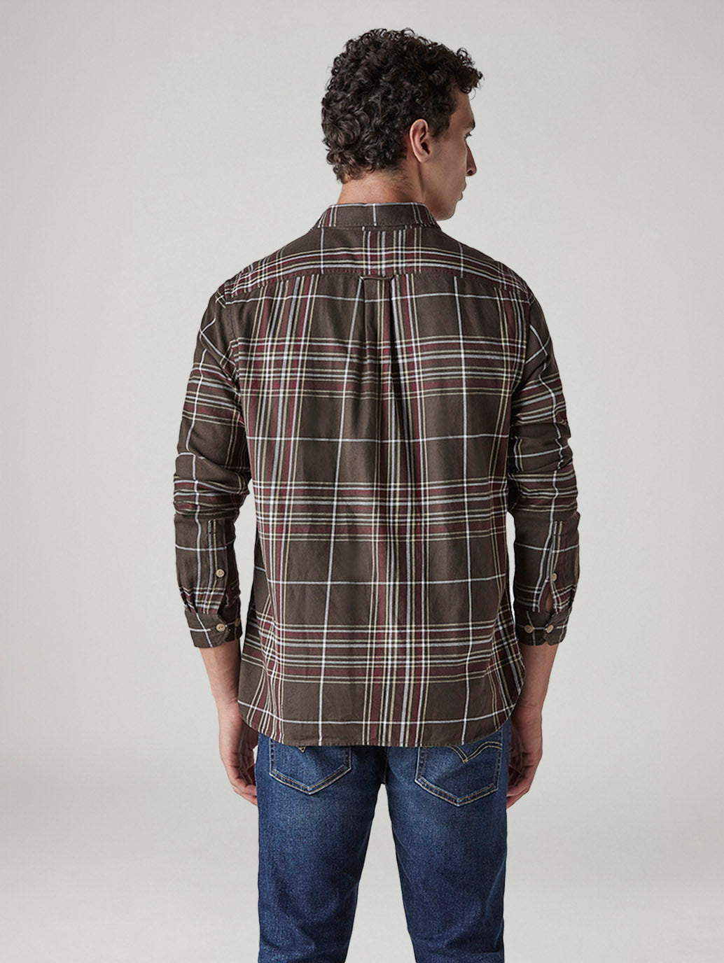 Men's Checkered Relaxed Fit Shirt - Back View