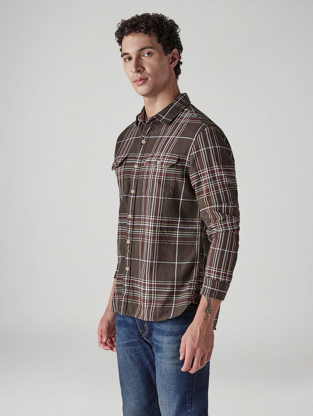 Men's Checkered Relaxed Fit Shirt - Side View