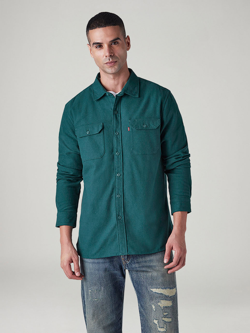 Men's Solid Relaxed Fit Flannel Shirt - 20 View