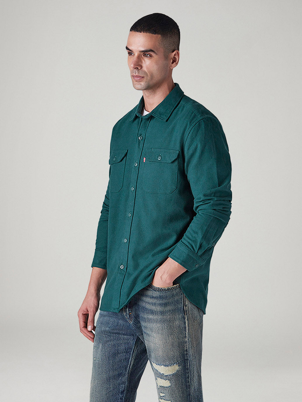 Men's Solid Relaxed Fit Flannel Shirt - 20 View