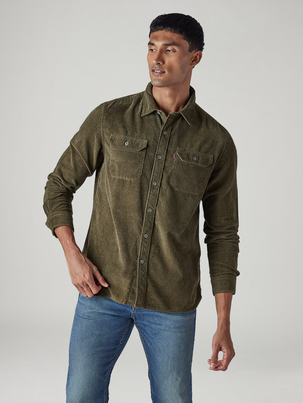 Men's Solid Relaxed Fit Corduroy Shirt