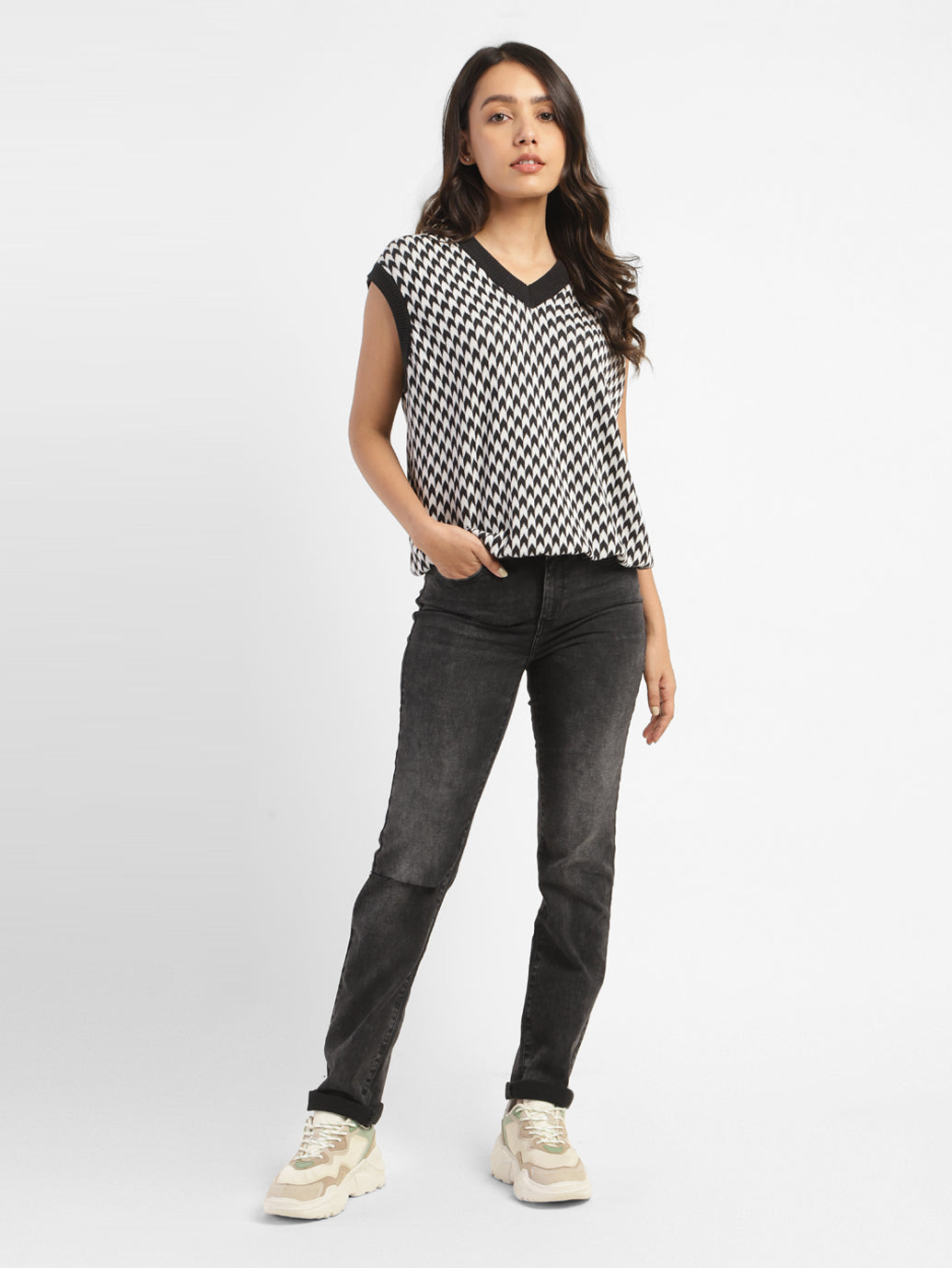 Women's 312 Black Straight Fit Mid Rise Jeans